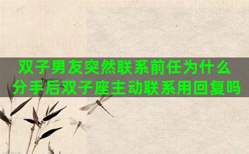 双子男友突然联系前任为什么 分手后双子座主动联系用回复吗